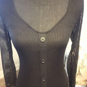 NWT Ribbed Button Front L/S Midi Dress Size Small